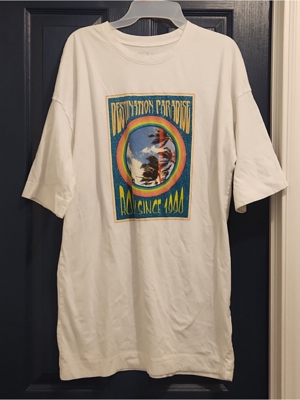 Roxy Oversized T-Shirt Dress - White - Medium